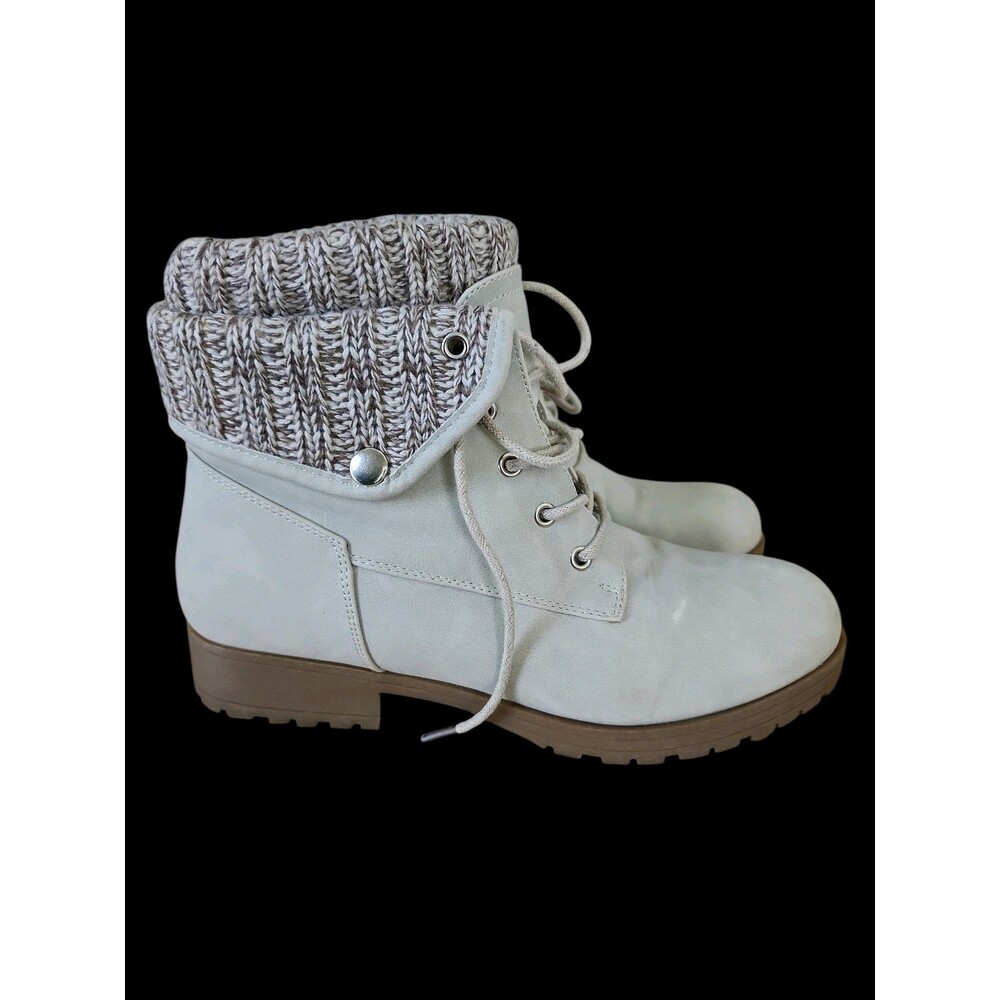 Jessica Cline Women’s Size 8.5M Lace Up Ankle Boots Fold Over Knit Collar - Picture 11 of 11